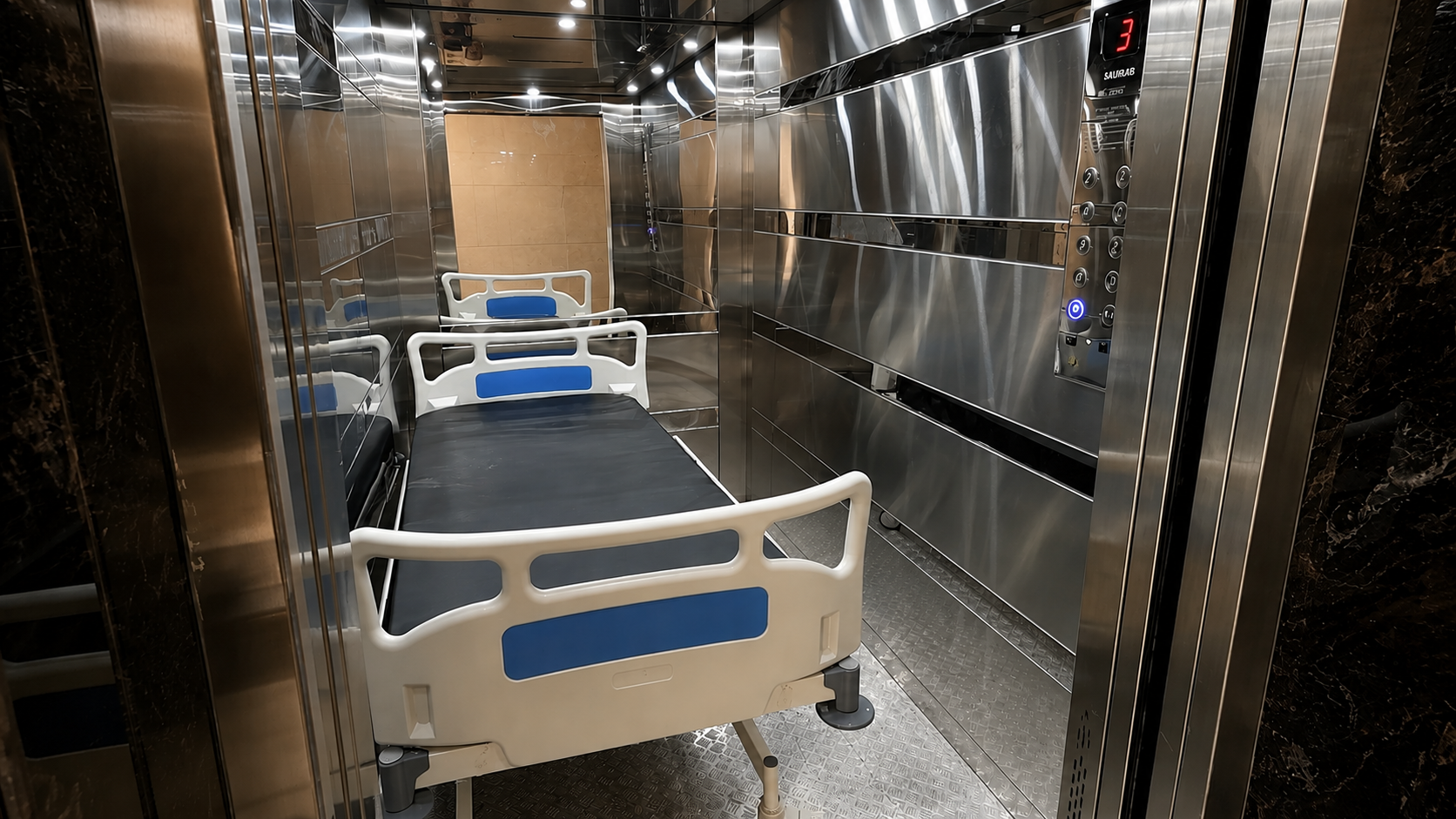 Hospital and stretcher elevator interior